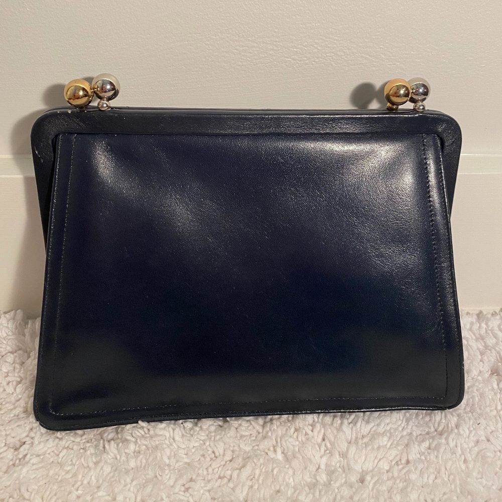 Vintage Navy Clutch with gold and silver!
